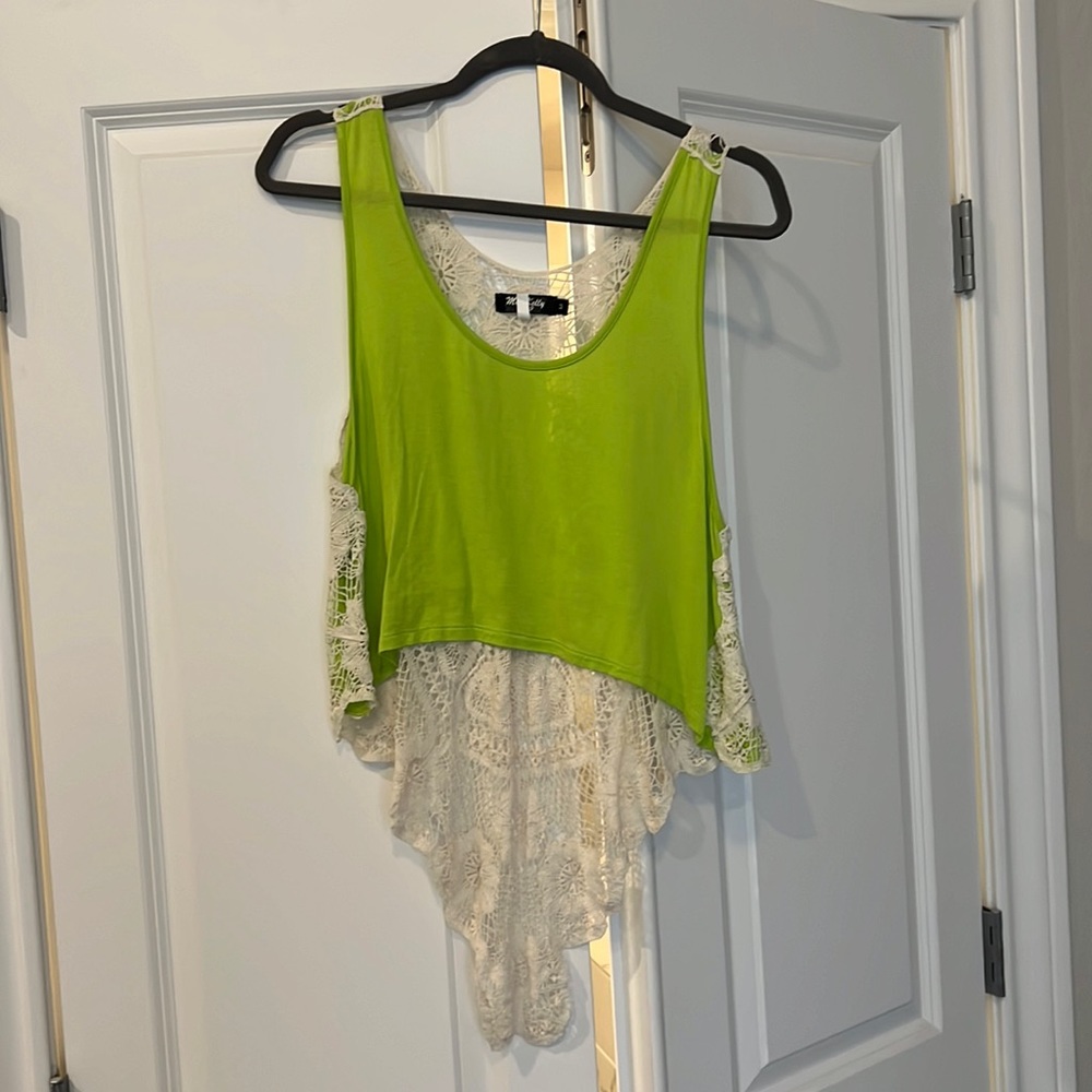 Lime green crop with lace